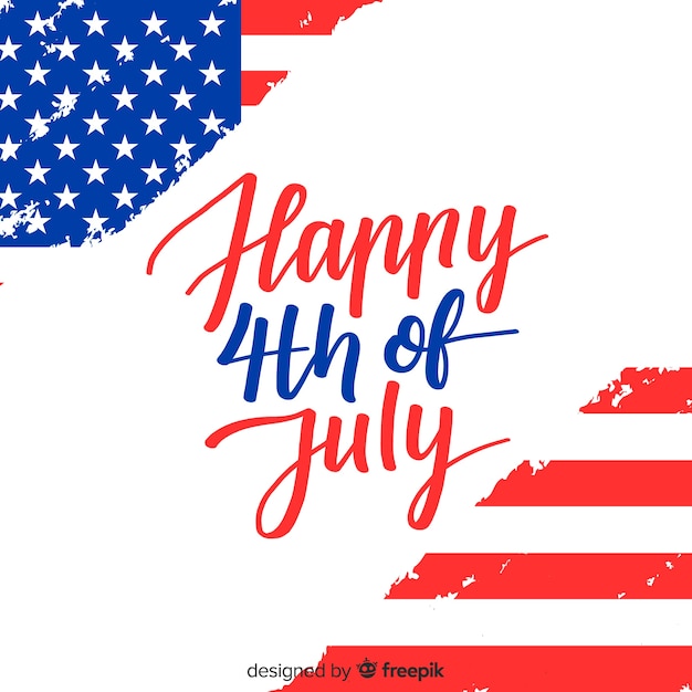 Hand drawn fourth of july lettering