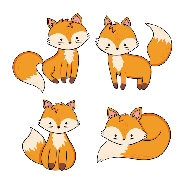 Free Vector hand drawn fox collection