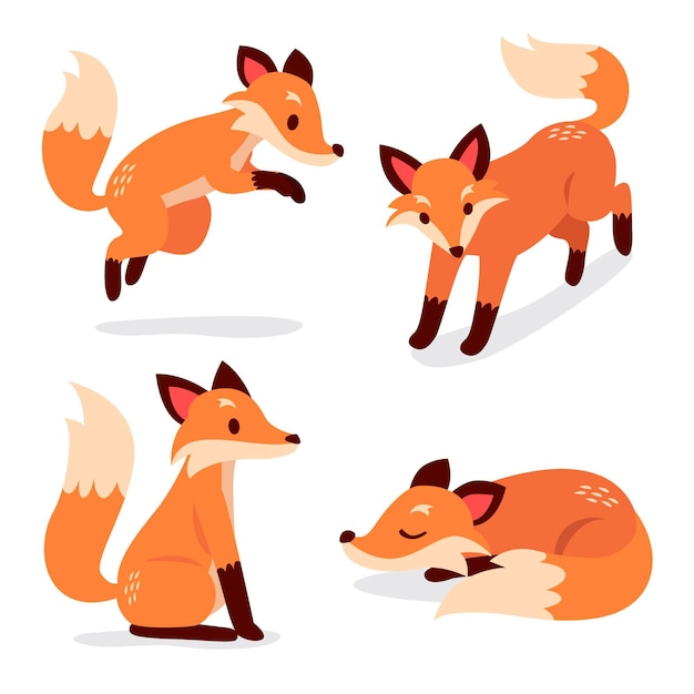 Free vector hand drawn fox collection