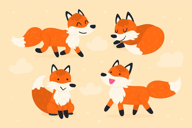 Free vector hand drawn fox collection