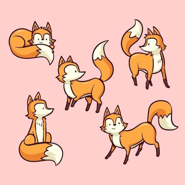 Free vector hand drawn fox collection