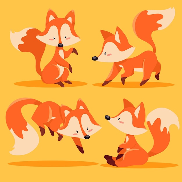 Hand drawn fox collection