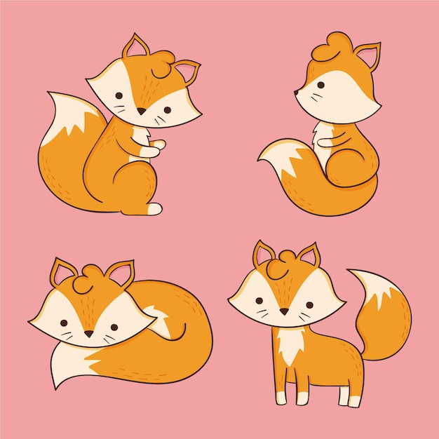 Hand drawn fox collection