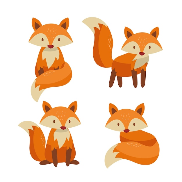 Free Vector hand drawn fox collection