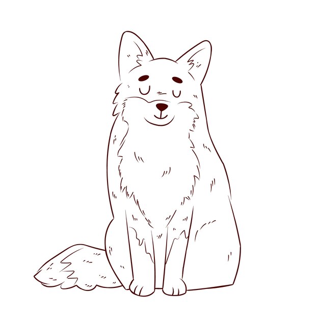 Hand drawn fox outline illustration