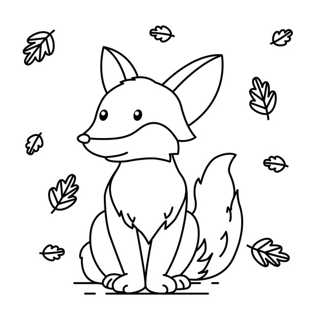 Hand drawn fox outline illustration