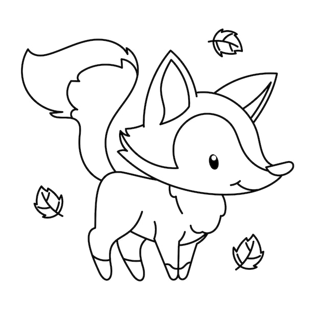 Hand drawn fox outline illustration