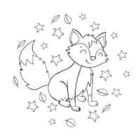 Free vector hand drawn fox outline illustration