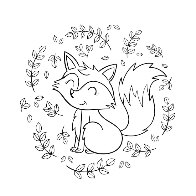 Free vector hand drawn fox outline illustration