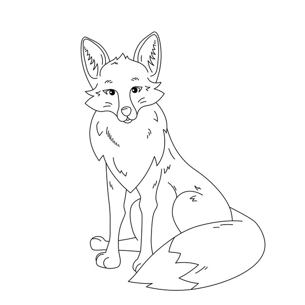 Hand drawn fox outline illustration