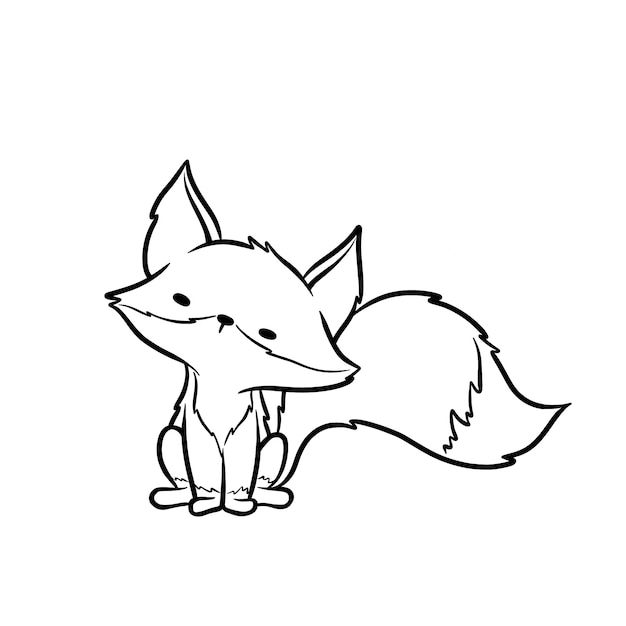 Hand drawn fox outline illustration