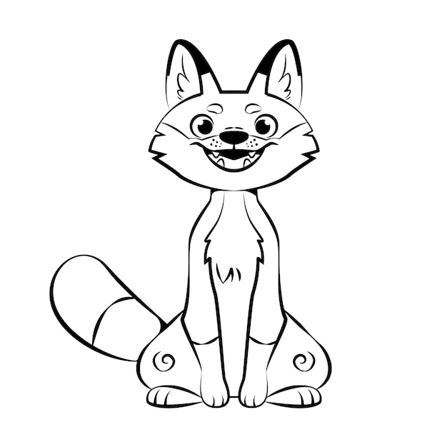 Hand drawn fox outline illustration