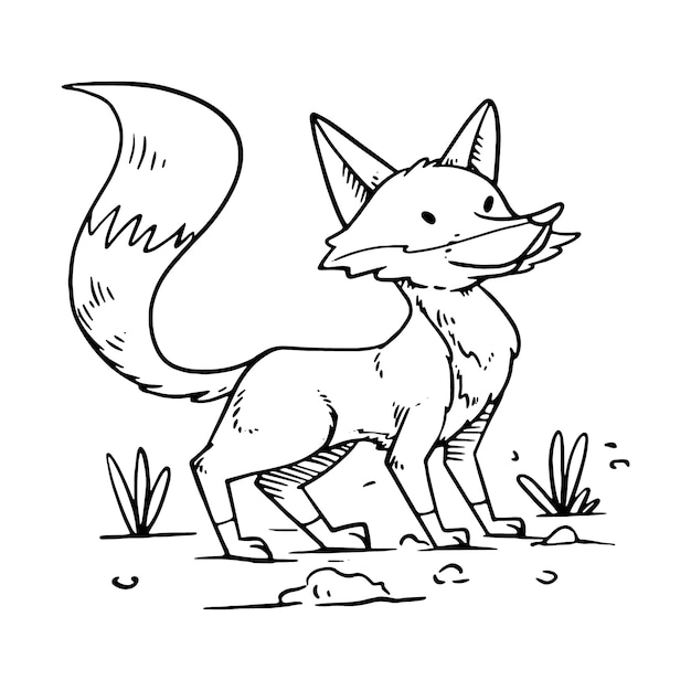 Free Vector hand drawn fox outline illustration