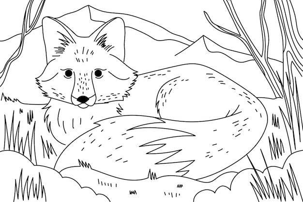 Free Vector hand drawn fox outline illustration