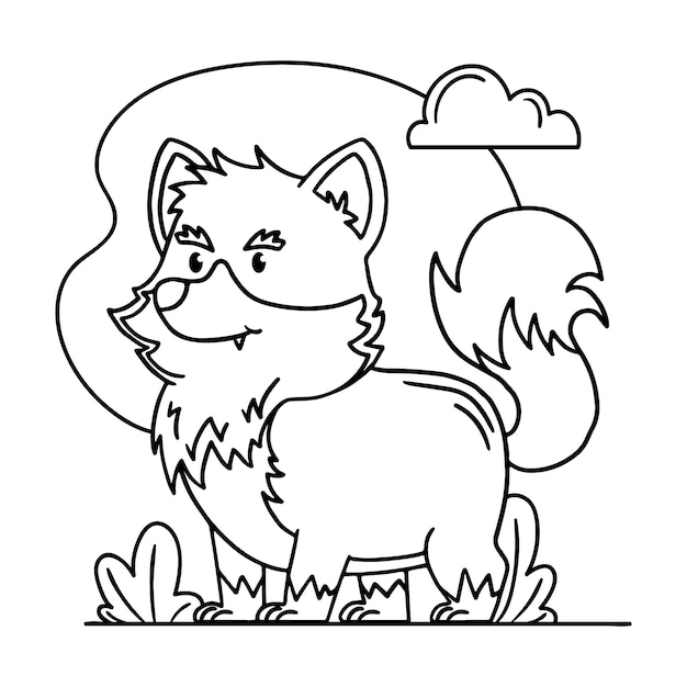 Free vector hand drawn fox outline illustration