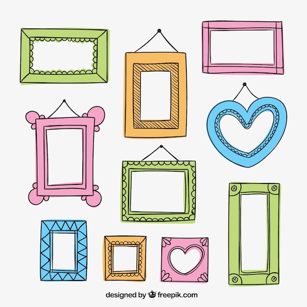 Hand drawn frames in colorful style