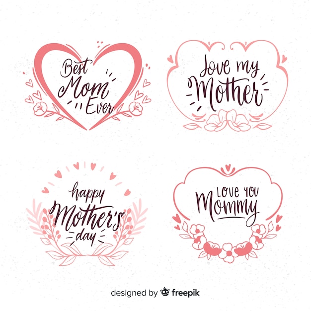 Free Vector hand drawn frames mother's day badge collection