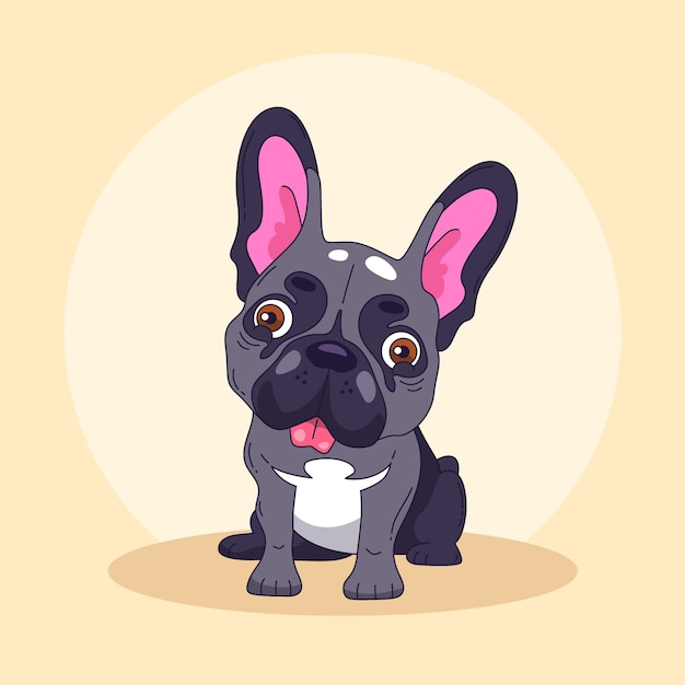 Free Vector hand drawn  french bulldog cartoon illustration