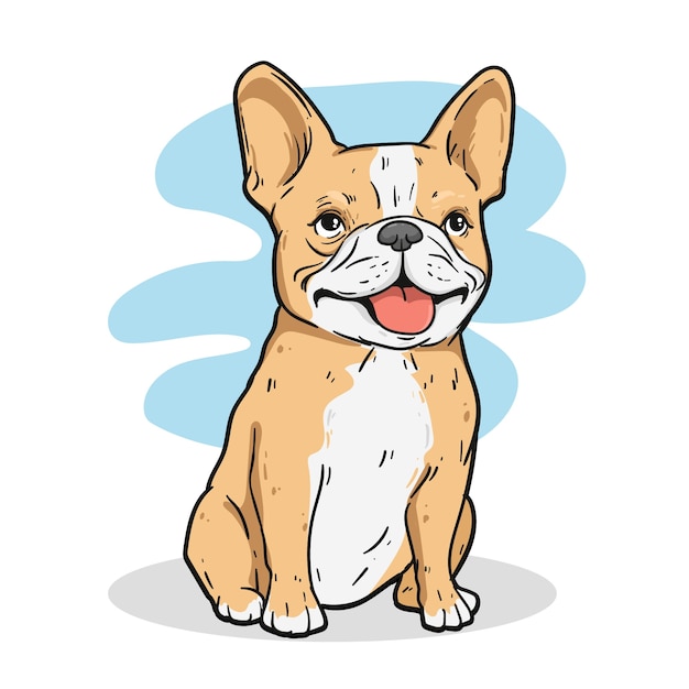 Free Vector hand drawn french bulldog cartoon illustration