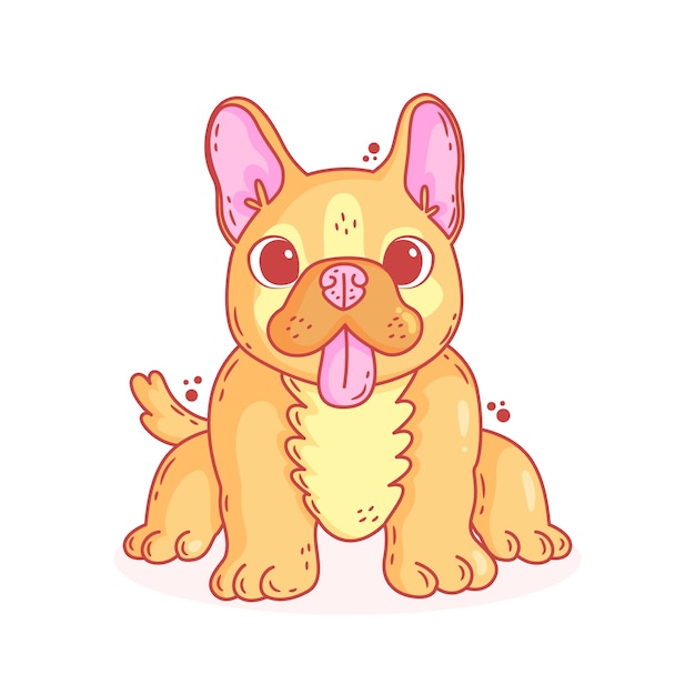 Free Vector hand drawn french bulldog cartoon illustration