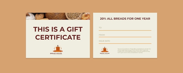 Hand drawn fresh bread gift certificate