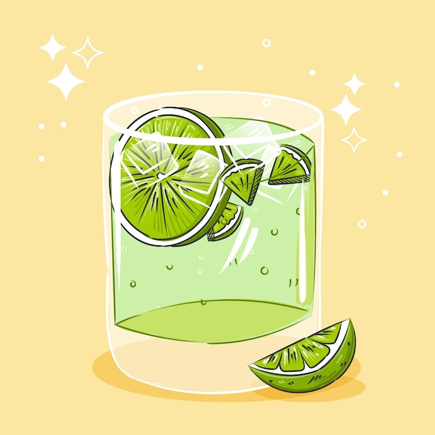 Hand drawn fresh cachaça illustration