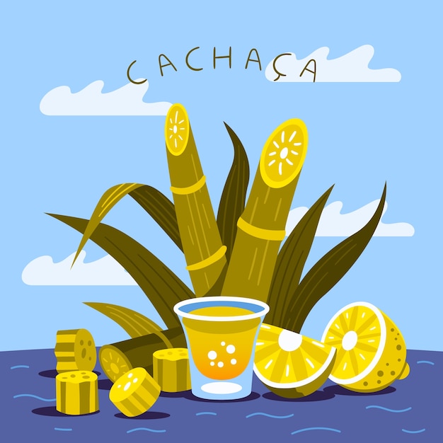 Hand drawn fresh cachaça illustration