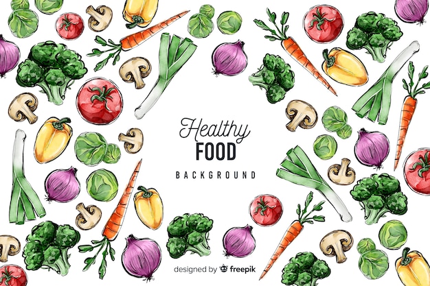 Hand drawn fresh food background