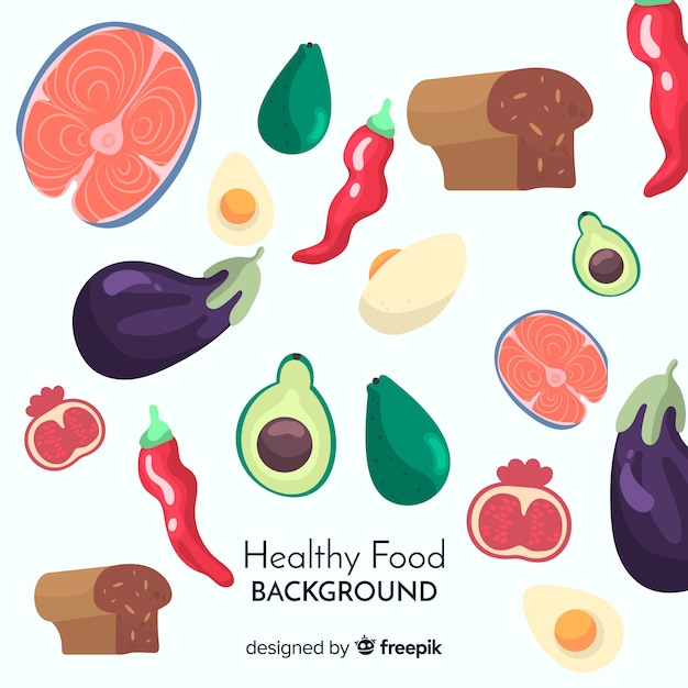 Hand drawn fresh food background