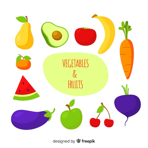 Free Vector hand drawn fresh fruit and vegetable background