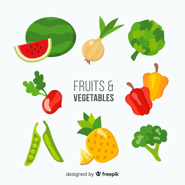 Hand drawn fresh fruit and vegetable background