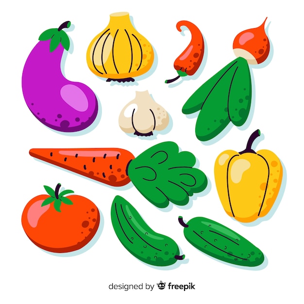 Free Vector hand drawn fresh fruit and vegetable background