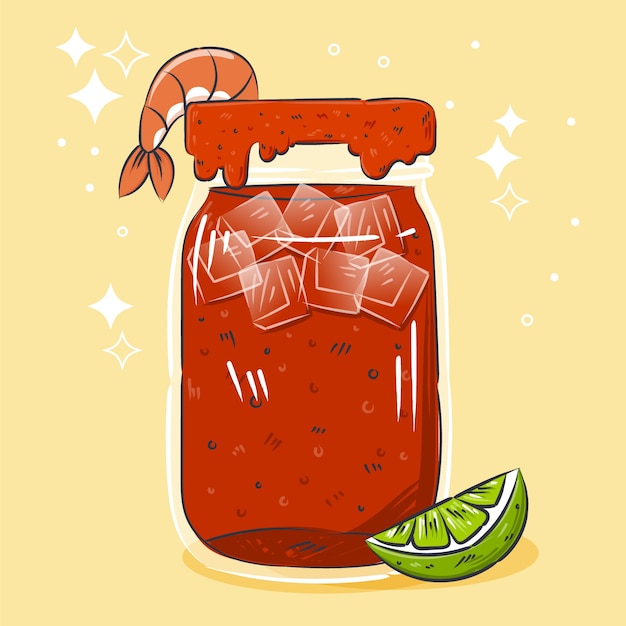 Hand drawn fresh michelada illustration