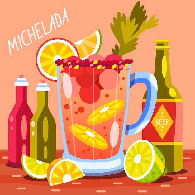 Hand drawn fresh michelada illustration