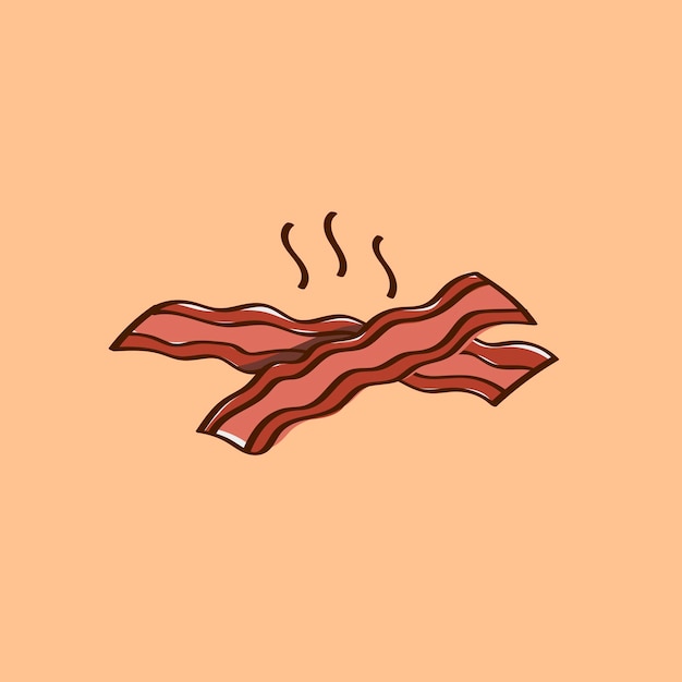 Free Vector hand drawn fried slice of bacons vector