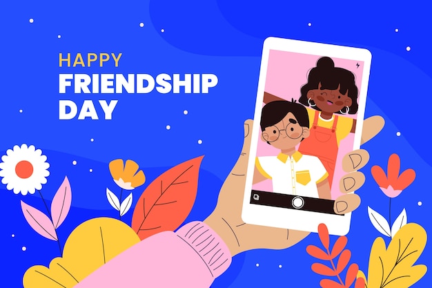 Hand drawn friendship day background with flowers