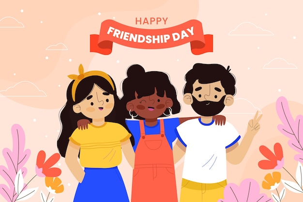 Hand drawn friendship day background with leaves