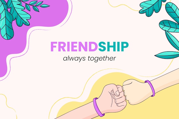 Free Vector hand drawn friendship day background with people fist bumping