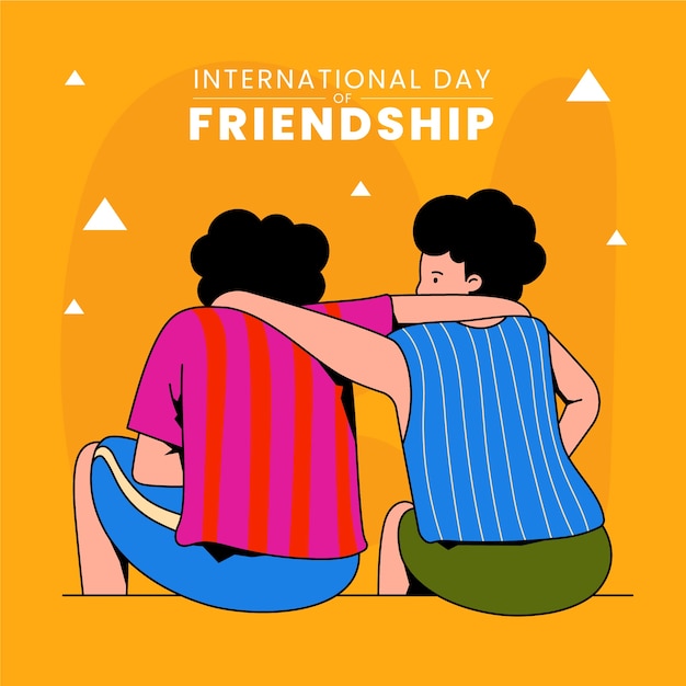 Free Vector hand drawn friendship day illustration with friends hugging