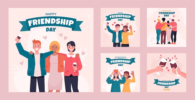 Hand drawn friendship day instagram posts