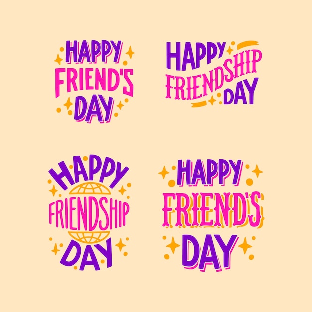 Free Vector hand drawn friendship day lettering collection