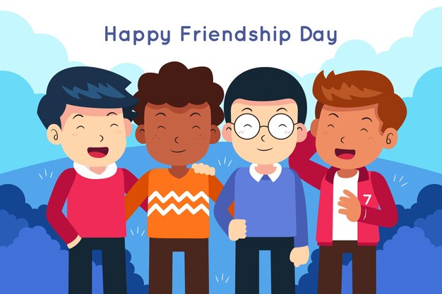 Hand drawn friendship day smiley boys background