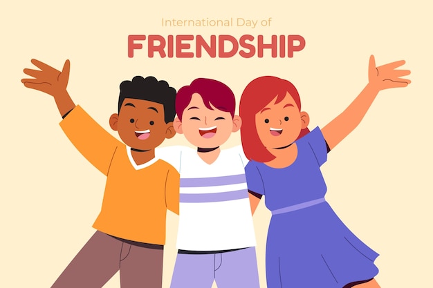 Hand drawn friendship day smiley people background