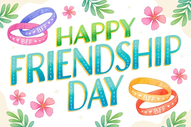 Hand drawn friendship day text illustration