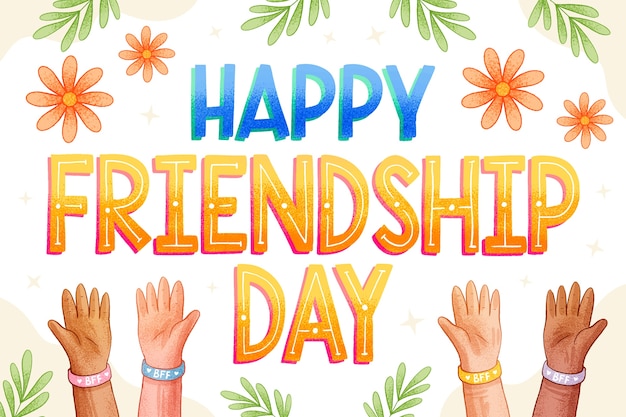 Free vector hand drawn friendship day text illustration