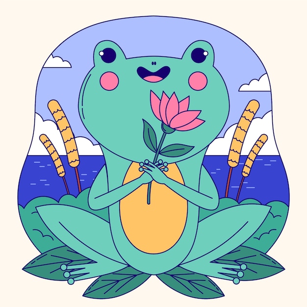 Free vector hand drawn frog cartoon illustration