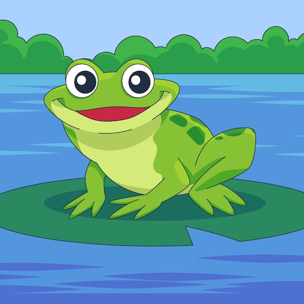 Free vector hand drawn frog  cartoon illustration