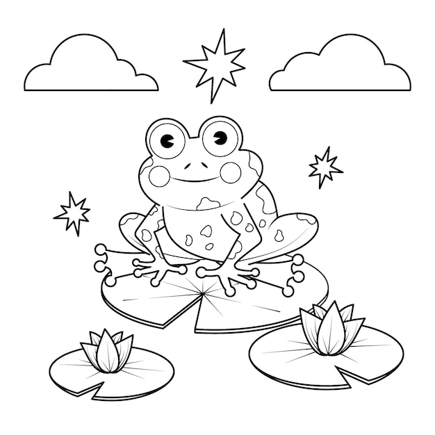 Free Vector hand drawn frog for coloring