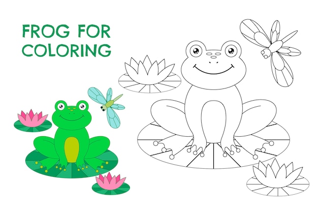 Hand drawn frog for coloring