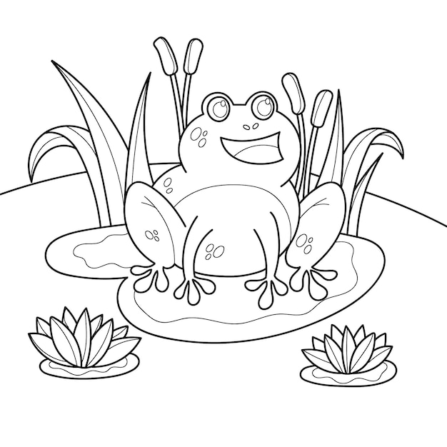 Hand drawn frog for coloring